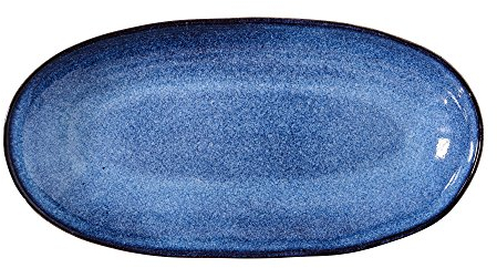 Bloomingville Serviertablett Sandrine, blau, Keramik, 12,5 x 23,5 x 3 cm
