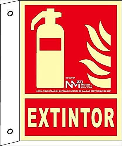Banderola Luminiscente Extintor Clase B PVC 0,7mm 21x30cm con CTE, RIPCI y Apto para la Nueva Legislación | NORMALUZ - RD02001