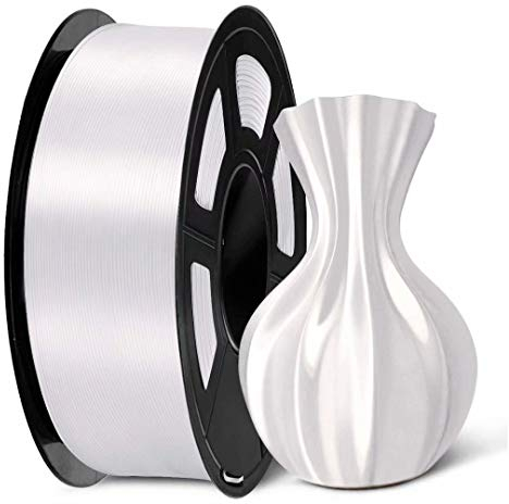 SUNLU PLA Plus Shiny Silk 3D Drucker Filament 1.75mm, Silk PLA+ 3D Druck Filament mit Seidenglattes Finish, Gute Farbwiedergabe, Maßgenauigkeit +/- 0,02mm, 1kg(2.2lb) Spule, PLA+ Silk Weiß