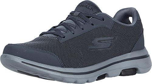 Skechers Gowalk 5 Qualify Herren-Walkingschuh, sportlicher Sneaker aus atmungsaktivem Mesh mit Schnürung, Dunkelgrau/Schwarz 2, 10 X-Wide