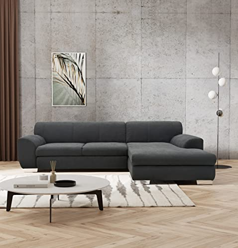 DOMO. collection Ecksofa Nika, Sofa in L-Form, Eckgarnitur, moderne Polsterecke, Eckcouch, 277 x 156 x 78 cm (BxTxH), grau