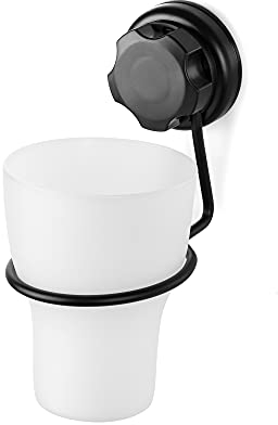 Compactor Verre Porte-Brosse à Dents BESTLOCK Black, Noir, 8x11x15,5 cm, Installation Facile