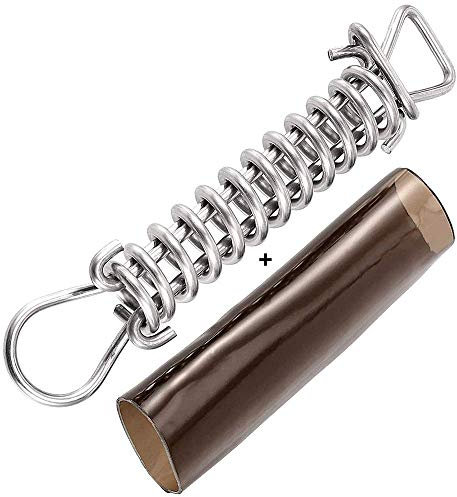 Wood Grip Swimming Pool Cover Wood Spring and Stopper - 8 Pool Cover Spring with Stopper D Ring & Protective Vinyl Cover - Stainless Steel Secure Clamp for Wind & Debris Prevention