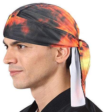 Bandana Cap Damen Herren Schnell Trocknende Kopftuch Atmungsaktiv Fahrrad Kopfbedeckung UV Schutz Sommermütze Sport Beanie Fahrradmütze Outdoor Bandana Piratenhut Wandern Klettern Laufen (Flammenrot)