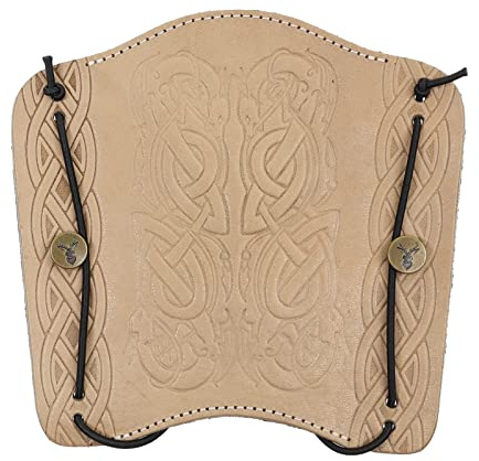 Jackalope Dragun - Plate - Armschutz; Zubehör zum Bogenschießen, Schutz aus hochwertiges weiches Leder mit Ornament (Natural)