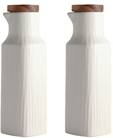 2er Set 300ml Olivenöl Flasche Keramik, Küche Essig und Ölflaschen Set, Keramik Ölspender für Öl, Essig, Sojasauce, Flüssigkeit, BBQ
