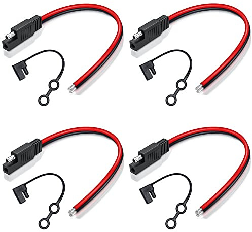 14Awg SAE Stecker Kfz Verlängerungskabel 30Cm 1Ft SAE Power Automotive Adapter 12 Volt Quick Connect Disconnect Einzelstecker Anschluss Kabel (4 Stück)