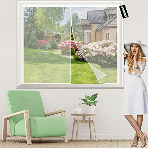 Moustiquaire Porte Fenetre Enroulable 270x270cm Blanc Moustiquaire Porte Rideau Fermeture Automatique sans Outil Installation Facile pour Salon fenêtre Balcon
