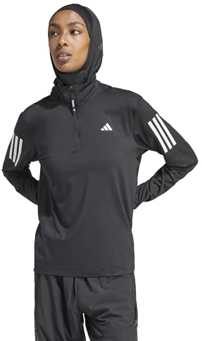 adidas Women's Own the Run Half-Zip Jacket, Black, L