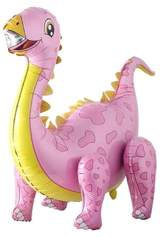 Folienballon 3D Dinosaurier: Großer Pinker Dino mit beweglichen Beinen, 57,5 x 92 cm - Perfekt für Kindergeburtstage, Partys, Dekorationen & Geschenke, Luftballon Tierfigur