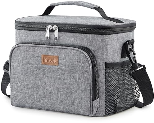 Lifewit Isolierte Kühltasche 9L / 27L / 32L, Lunchtasche, Kühlbox Faltbar | Thermotasche auslaufsicher, Tragetasche mit Schulterriemen, Leichte Lunchbag für Arbeit Reisen Büro Picknick, Grau