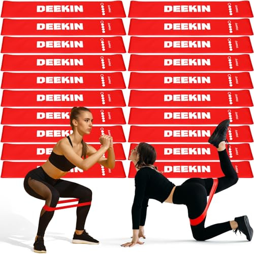 Deekin 20 Pcs Resistance Bands Loop Exercise Bands, 35-40 Lbs, Red