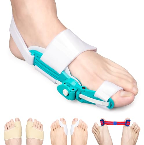 Moicainy Hallux Valgus Korrektur, Zehen Zehenspreizer Hallux Valgus einschließen 1 Stück Hallux Valgus Schiene, 2 Hallux Valgus Bandage, 2 Zehenspreizer Silikon und 1 Zehentrainingsband