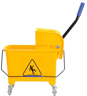 METRO Professional Wischwagen, Einwanne, schlagfester Kunststoff, 30 l, mit Abscheider und Ablaufhahn, komplett mit Auswringer