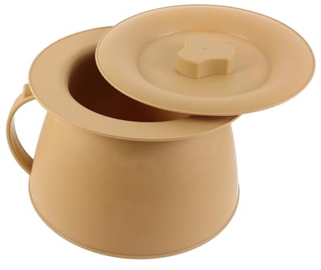 SOLUSTRE Seau Hygiénique Adulte en Plastique Pot de Chambre Domestique Léger et Facile à Nettoyer avec Couvercle Forme Ronde à Base Plate pour Grands-parents et Femmes Enceintes