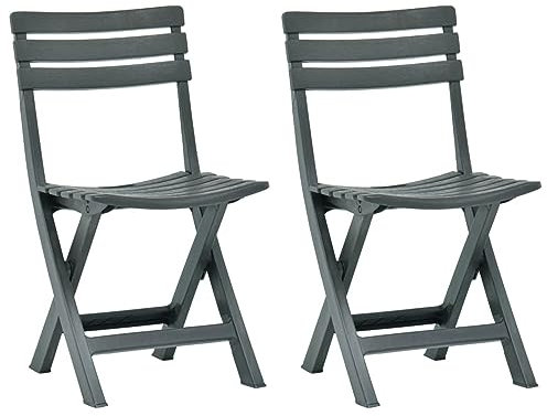 CIADAZ Klappbarer Gartenstuhl 2 STK Gartensessel, Campingstuhl, Terassenstühle, Gartenmöbel, Balkon Stühle, Balkonstuhl, Hochlehner, Stühle Für Draußen, Kunststoff Grün