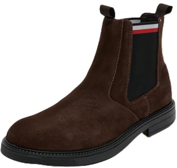 Tommy Hilfiger Uomo Stivaletti Chelsea in Pelle Scamosciata, Marrone (Cocoa), 40