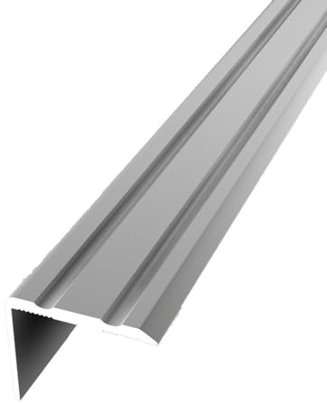Winkelprofil 20 x 24.5 x 2000 mm Treppenprofil Treppenkante Treppenkantenprofil Aluminium eloxiert Geriffelt Selbstklebend Silber