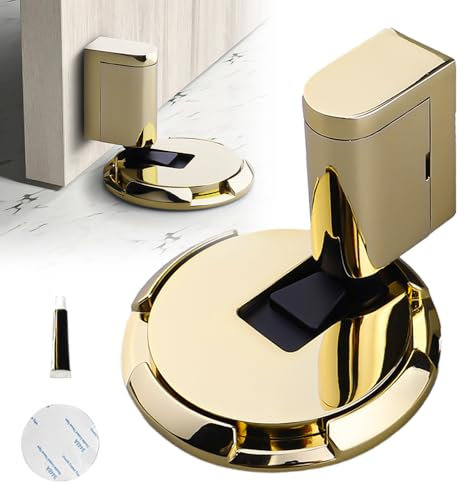 Mechanischer geräuschloser Bodentürstopper, 2024 Neuest Türstopper Boden Selbstklebend, Verstellbarer Türstopper für den Innenbereich für Boden und Wand | Door Stopper (Gold)