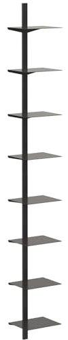 DuvinDD 8 Tier Invisible Floating Book Shelves for Wall, Hanging Bookshelves Vertical Spine Book Tower, Heavy-Duty Metal Floating Bookshelf, 4 Pack Black