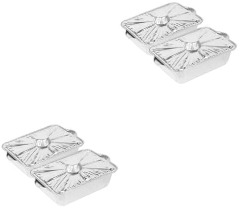 Cabilock 2 Juegos Papel De Aluminio Pescado A La Parrilla Bandeja Contenedor De Pan Revestimientos De Papel De Aluminio Pequeño Recipiente De Papel De Aluminio Cubierto para 2 Piezas * 2