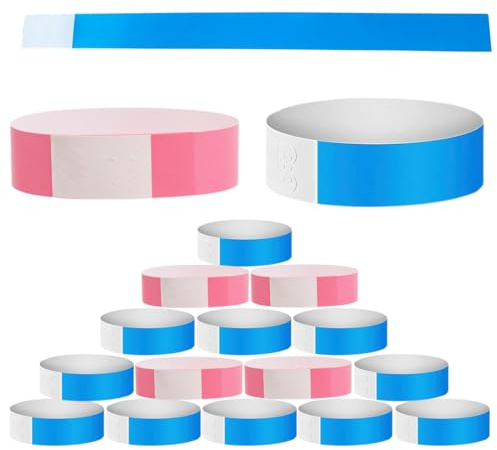 XOXVURI 200 Stück Eintrittsbänder Einlassbänder Für Events Wasserdichte Festival Handgelenkband Event Handgelenkband Party Handgelenkband Für Event Clubs Leichte Konzert Handgelenkband Blau Rosa