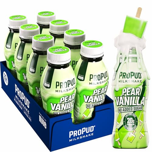 ProPud Pear N' Vanilla Milkshake 20g Protein (8x330ml), Smooth and Delicious High Protein Shake, Lactose Free, No Added Sugar, Pre and Post Workout Nutrition