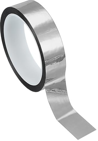 PATIKIL Cinta Película Poliéster Metalizada 25 mm x 50 Metros, Cinta Decorativa Metálica Plateada Brillante Cinta Adhesiva Espejo Para Detalles Pared Acento Artes Gráficas Molduras