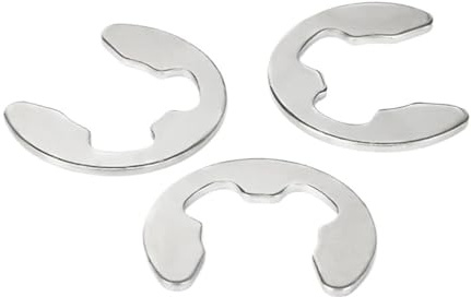 Circlips de acero inoxidable,Clips E de metal,Arandelas de retención for ejes Clips E,100PCS Arandela de resorte de abrazadera tipo E Hebilla de extremo abierto de acero inoxidable 304 Abrazadera tipo