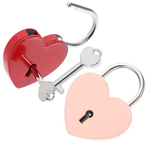 UKCOCO 2sätze Herz Schloss in Rot Und Rosa Liebesschloss Mit Schlüssel Romantische Geschenke Für Hochzeiten Oder Valentinstag Für Besondere Anlässe