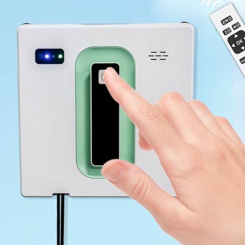 Soflightmok Robot Lavavetri | Robot per La Pulizia del Vetro da 2500 Pa con Doppio Spruzzo d'Acqua Automatico/Serbatoio dell'Acqua da 50 Ml/Telecomando/Corpo Ultrasottile da 6,8 Cm,White
