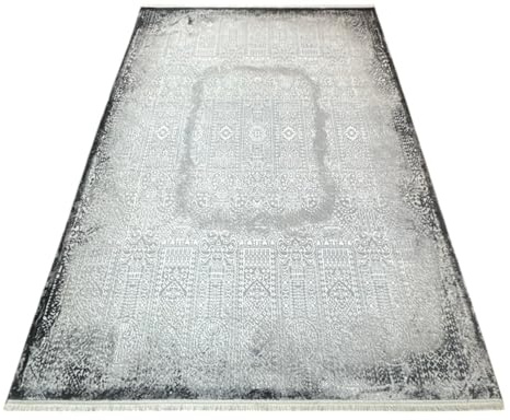 Rug Studios Teppich Moderne WEBTEPPICH Hanna | Farbe: Grau | Größe: 155 x 230 cm | Patchwork | Vintage | Modern | elegant | Wohnzimmer | Schlafzimmer | strapazierfähig und leicht zu reinigen