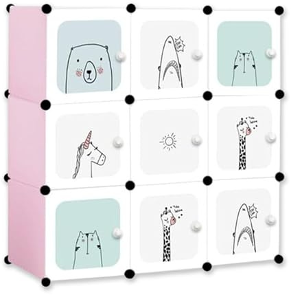 Best For Home | Modularer Kinderkleiderschrank | Märchendesign kleiderschrank kinderzimmer | 9-teiliger Aufbewahrungsschrank | kinderschrank| Ideal für Kinderzimmer, Kleidung, Spielzeug & Schuhe