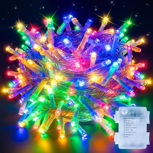 Ollny Fairy Lights Battery Operated 15m 150LED String Light Battery Powered | 15M 150 LED 8 Mode/Battery operated/IP44 Waterproof/Timer/Memory Function/Low Voltage for Bedroom Garden Decor Multicoloured