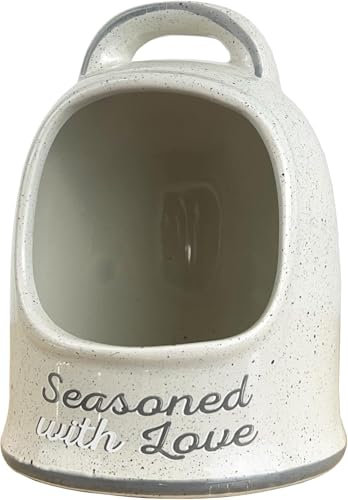 Maria`s Selection Salt Pig Cellar Holder Storage Pot Ceramic Grey Kitchen Worktop Accessories Jar