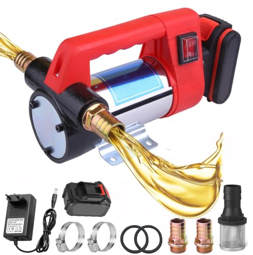 Bomba Extractora de Aceite, Eléctrica Bomba de Transferencia de Diesel con 3000mAH Batería de Litio, Bomba Extractora de Fluido Diesel Eléctrica para Diesel, Keroseno