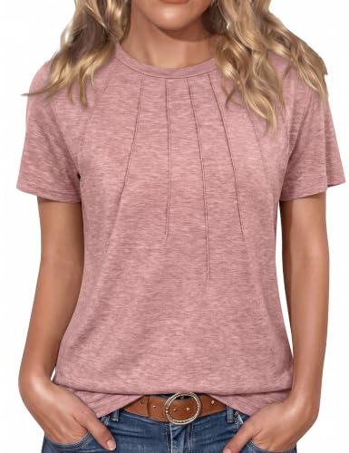 Gyabnw Tshirt Damen Sommer Rundhals Oberteile Elegant Basic Tops Frauen Blusen Kurzarm Damen Baumwolle Lässige Sommershirt