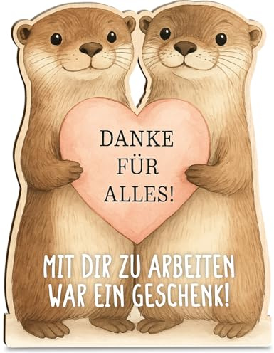 Karte Abschied Kollegin - Otter Abschied Holzkarte - Geburtstagskarte - Kollegin Abschiedsgeschenk, Abschiedskarte Kollegen, Kollegin Abschied, Abschiedsgeschenk Kollegin, Abschied Kollegin