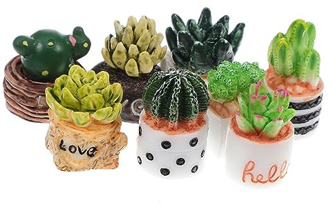 KONTONTY 8pezzi Mini Piante Artificiali Cactus Bonsai Cactus Figurine Accessori Per Case Delle Bambole Decorazioni Miniature Per Tavoli e Vetrine