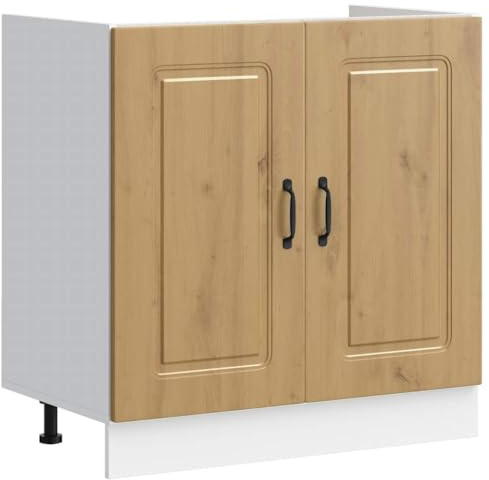 Tomostar Meuble Cuisine sous-évier, Meuble Bas pour évier Armoire de Cuisine Kalmar chêne Artisanal Bois ingénierie 80 x 46 x 81,5 cm