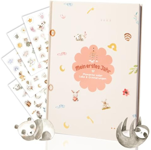 Il mio primo anno diario per neonati – Album per bambini con design panda, 28,5 x 21 cm, libro dei ricordi, per baby shower, battesimo e come regalo di ricordo