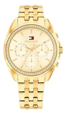 Tommy Hilfiger Reloj Analógico de Cuarzo multifunción para Mujer con Correas en Acero Inoxidable