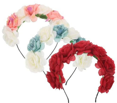 BELLIFFY 3 St Bröllopsblommor Pannband Blomsterkrans Brudaccessoar Lätt Justerbar för Bröllop Fotografering Fest och Semester Bohemisk Stil för Brud och Tärnor
