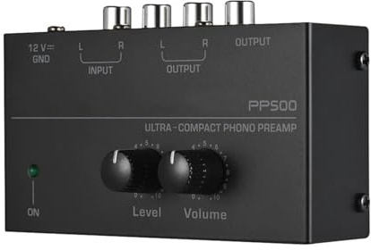 Ultrakompakter Phono-Vorverstärker PP500 mit Plattenspieler-Cinch-Ausgang aus schwarzem Gummi und rauscharmem Vorverstärker Hohe Effizienz