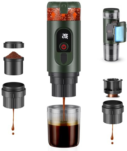 GJCrafts Cafetera Portatil Capsulas, Compatible con Cápsulas NS y Café Molido, Maquina de Cafe, Cafetera Capsulas Portatil, Calienta Agua Batería Recargable USB, Ideal Viajes, Camping y Oficina