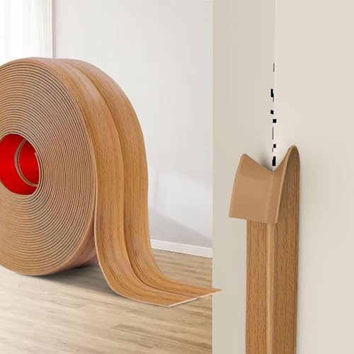 Protección Autoadhesiva para Bordes de Pared, Listón Flexible de TPE Suave, Perfil Angular para Paredes, Puertas, Ventanas, Baño, ideal para Renovación de Bricolaje (Roble Amarillo, 2cm x 4M)