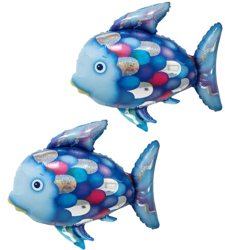2 Stück Blau Fisch Luftballon Dekorieren, XXL Fisch Folienballon | Kindergeburtstag Deko, für Meerestiere Geburtstagsdeko, Deko Unterwasserwelt Kindergeburtstag, 60x62cm