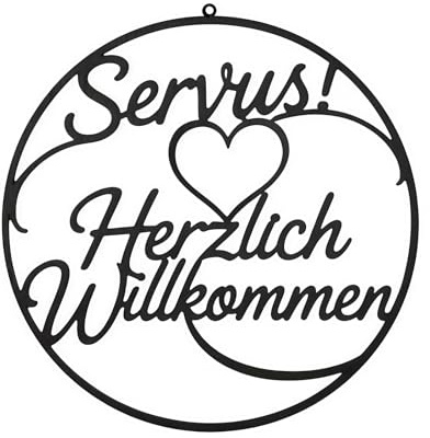 Goiern Herzlich Willkommen Schild 20cm Willkommensschild Haustür Rundes Holz Wanddeko mit Herz Rustikales Türschild für Eingang, Wohnzimmer & Garten Haushalts Deko(B)