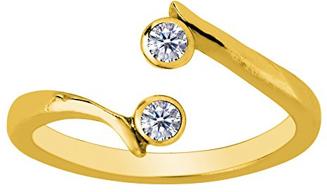 JewelryAffairs Zehenring 14 k Gelbgold mit 2 Cubic Zirkonia verstellbar