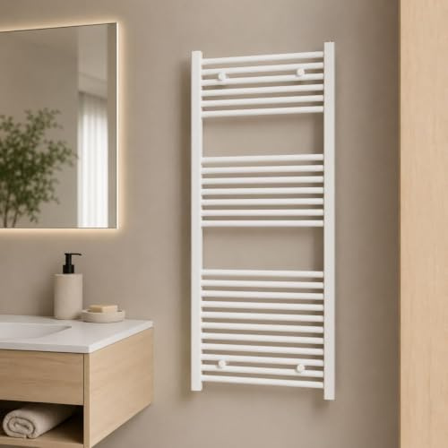 OGOMONDO Termoarredo Bianco Bagno Acciaio Calorifero Termosifone H1200xL500xI450 23 Tubi